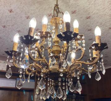 vends lustre ancien en bronze et cristal de Baccarat.. beschikbaar voor biedingen