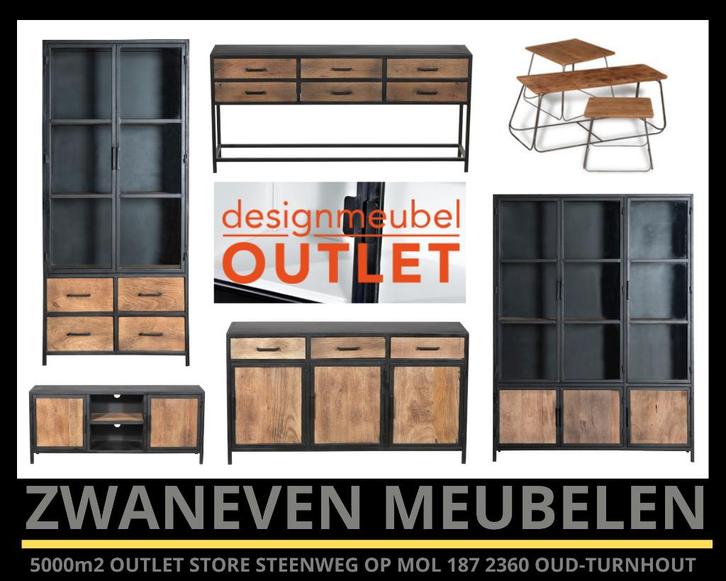 XL SALE B-keus industriële kasten zwart staal & massief hout, Huis en Inrichting, Kasten | Boekenkasten, Nieuw, Eikenhout, Teakhout
