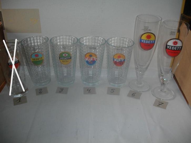 Vedett bierglazen, 6 soorten aan € 1,50 per stuk, Verzamelen, Biermerken, Zo goed als nieuw, Glas of Glazen, Duvel, Ophalen of Verzenden