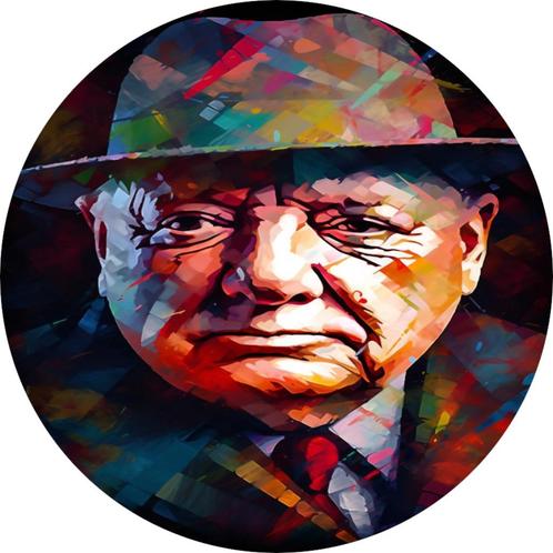 Cercle mural avec portrait de Winston Churchill 120x120 en m, Maison & Meubles, Accessoires pour la Maison | Peintures, Dessins & Photos