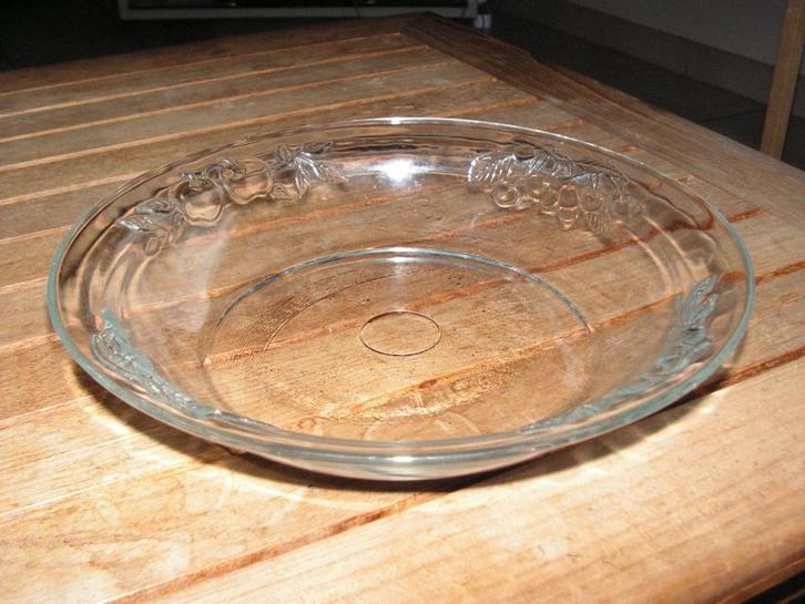 Schitterende vintage fruitschaal in glas (28 cm diam)., Antiek en Kunst, Antiek | Glaswerk en Kristal, Verzenden