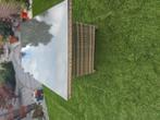 Terras tafel met glazen blad, Tuin en Terras, Ophalen of Verzenden, Zo goed als nieuw