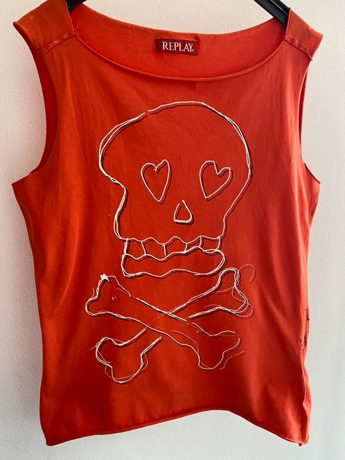 Oranje t-shirt Replay maat S, Kleding | Dames, T-shirts, Zo goed als nieuw, Maat 36 (S), Oranje, Zonder mouw, Ophalen of Verzenden