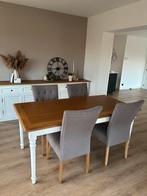 Stijlvolle eettafel met 4 bijpassende stoelen, Huis en Inrichting, Ophalen, Gebruikt, Landelijke stijl, 4 tot 6 stoelen