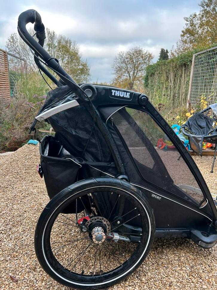 Thule Sport 2 Black fietskar, Fietsen en Brommers, Fietsaccessoires | Aanhangwagens en Karren, Gebruikt, Kinderkar, 40 tot 60 kg