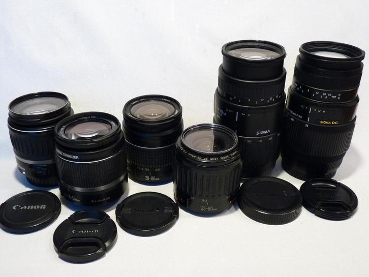 9 Canon lens:2x18-55,28-80,35-80,2x70-300,35-105,38-76,28-80, Audio, Tv en Foto, Foto | Lenzen en Objectieven, Zo goed als nieuw