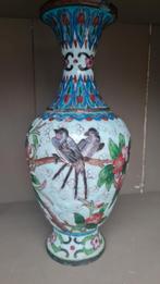 Chinese cloissonee- vaas met zwaluwen/middelgroot., Antiek en Kunst, Ophalen of Verzenden