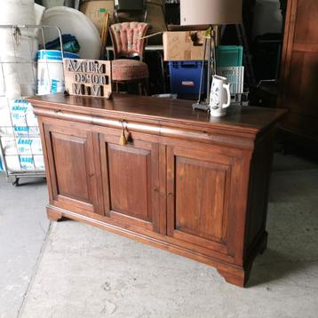 Lange antieke Louis Philippe dressoir 3-deurs L 203 H116 D61 beschikbaar voor biedingen