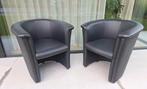 2 zwart lederen kuipzetels in topstaat, Ophalen, Zo goed als nieuw