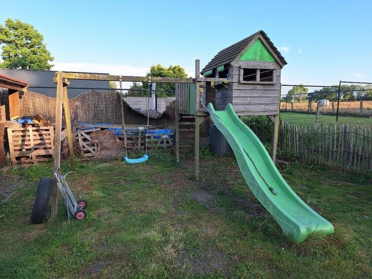 schommel met klimtoren en glijbaan, Kinderen en Baby's, Speelgoed | Buiten | Speeltoestellen, Gebruikt, Glijbaan, Schommel, Ophalen