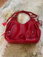 Sac besace couleur rouge avec bandoulière amovible , cuir, Gebruikt, Leer, Rood, Ophalen