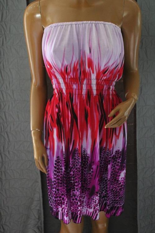 Strapless jurk Lila/rood/paars/zwart One size, Kleding | Dames, Jurken, Gedragen, Maat 38/40 (M), Overige kleuren, Boven de knie