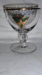 Oud kerst glas Holly Stout email letters bierglas, Enlèvement ou Envoi, Utilisé