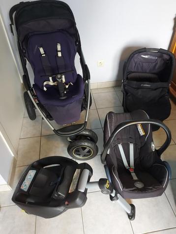 Maxi Cosi 3 en 1, poussette, lit de voyage et easyfix (voitu disponible aux enchères