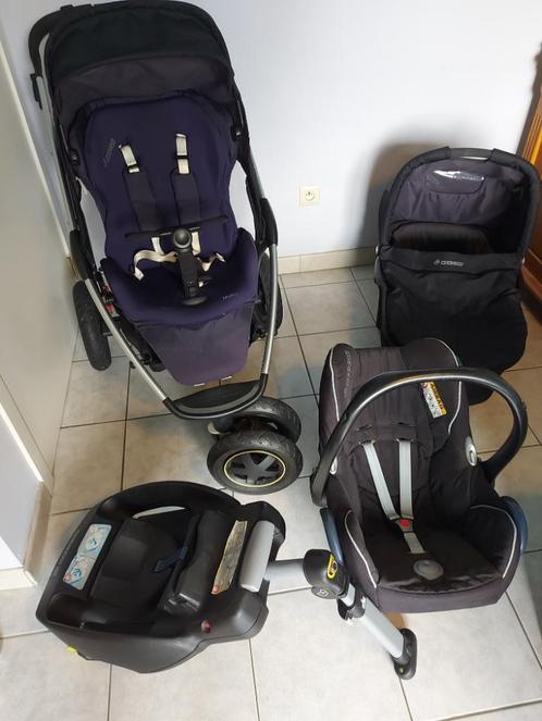 Maxi Cosi 3 en 1, poussette, lit de voyage et easyfix (voitu, Enfants & Bébés, Buggys, Utilisé, Maxi-Cosi, Protection de pluie