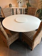 Witte tafel Joli Luna 140 cm met turntable disk 45 cm, Huis en Inrichting, Tafels | Eettafels, Ophalen, Zo goed als nieuw