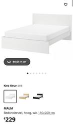 Bed 180x210 wit, lattenbodem en 2 nachtkastjes, Huis en Inrichting, Slaapkamer | Bedden, Ophalen, Verstelbaar, Wit, Tweepersoons