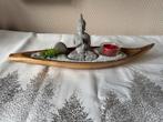 ‍️ Barque zen avec bouddha, galet, plante et photophore, Ophalen, Wit, Zo goed als nieuw, Kaars