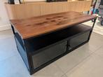 TV meubel industriel metaal,palissanderhout,op wielen, Huis en Inrichting, Ophalen, Gebruikt, 100 tot 150 cm, Minder dan 100 cm