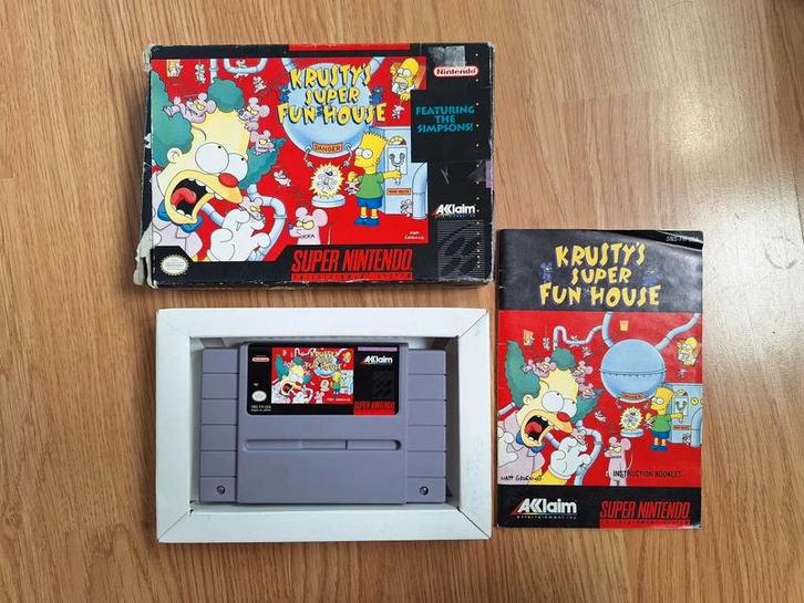Krusty's Super Fun House complete in box (CIB) voor de SNES, Games en Spelcomputers, Games | Nintendo Super NES, Gebruikt, Avontuur en Actie