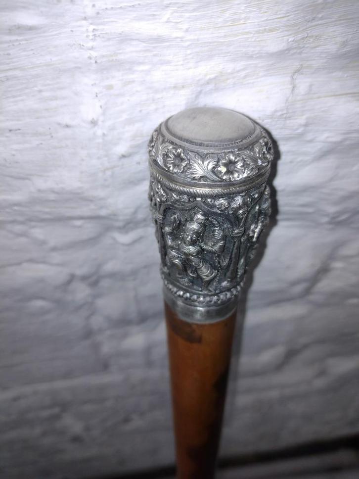 Ancienne Canne en argent et Malacca, Collections, Collections Autre, Enlèvement ou Envoi