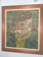 Bijzonder expressionistisch schilderij man met p gesigneerd, Antiek en Kunst, Ophalen of Verzenden