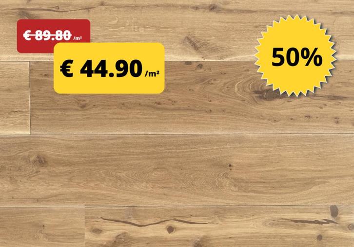 Houten vloeren voor € 44.90 /m² incl BTW - 50% KORTING, Doe-het-zelf en Bouw, Vloerdelen en Plavuizen, Nieuw, Parket, Hout, 150 cm of meer