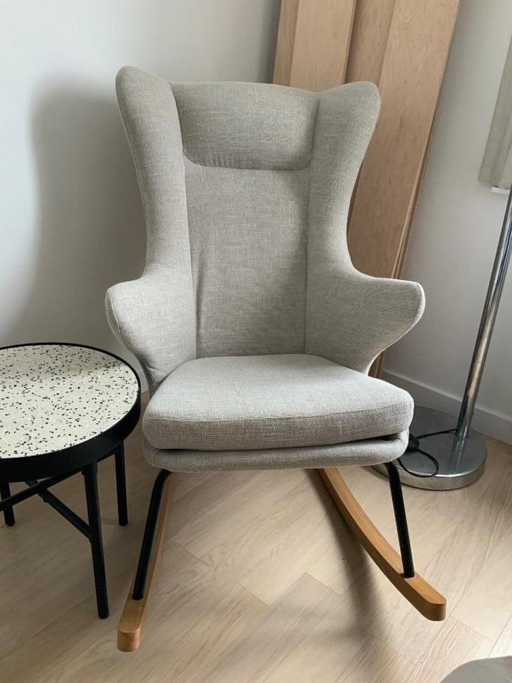 Quax schommelstoel de luxe - kleur clay, Huis en Inrichting, Stoelen, Zo goed als nieuw, Eén, Hout, Metaal, Stof, Overige kleuren
