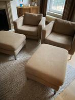 Mooie beige fauteuils met bijhorende poef, Maison & Meubles, Fauteuils, Enlèvement, Utilisé, Tissus