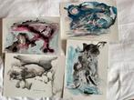 4 x olie op karton Jacques Vandewattyne Watkyne Ellezelles, Antiek en Kunst, Kunst | Schilderijen | Modern, Ophalen