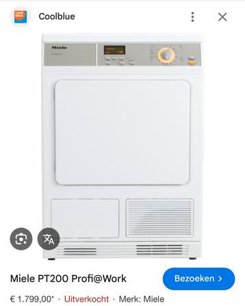 Miele condensdroger profi@work beschikbaar voor biedingen