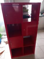 Rode hoogglans Kallax kast met 3 deuren IKEA Wandmeubel, Huis en Inrichting, Ophalen, 100 tot 150 cm, Minder dan 150 cm, 25 tot 50 cm