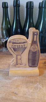 Brasserie bierhouder met houten Trappist d'Orval onderzetter, Verzamelen, Ophalen of Verzenden, Gebruikt, Viltje(s), Overige merken