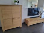 Tv meubel en hoge dressoirkast  massief eik, Gebruikt, Eikenhout, Ophalen