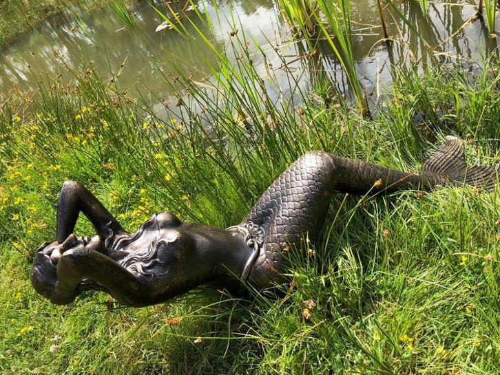 Prachtige fors zeemeermin cast iron brons-messing beeld., Tuin en Terras, Tuinbeelden, Nieuw, Ophalen of Verzenden