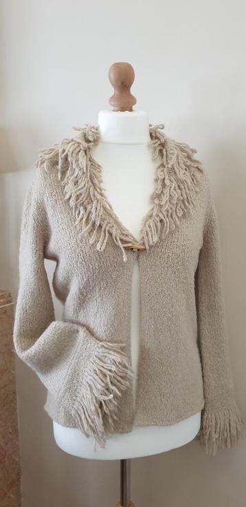 Article NEUF : Gilet beige à franges Canda - Taille S (40)