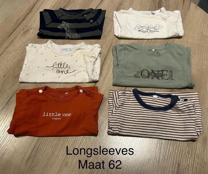 Bundel met 6 longsleeves (maat 62), Kinderen en Baby's, Babykleding | Baby-kledingpakketten, Zo goed als nieuw, Maat 62, Ophalen of Verzenden