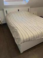 SONGESAND Bed frame with 2 storage boxes, white/Luröy, Queen, Ophalen, Zo goed als nieuw