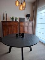 Ronde tafel met metalen poten, Ophalen, Nieuw, Rond, Eikenhout