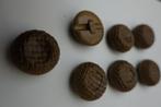 7 retro knopen met vlecht motief 25 mm.  met ,,deuk,, effect, Ophalen, Nieuw, Knoop of Knopen