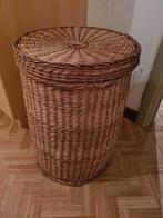 Grote ronde rieten Vintage mand met deksel, Huis en Inrichting, Ophalen, Gebruikt, Mand, Rond