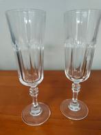 2 gecanneleerde champagneglazen Royal Crystal Rock Columbia,, Antiek en Kunst, Ophalen of Verzenden