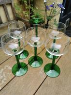 6x Vintage wijnglas Luminarc met groene stam en voet. Pr/set, Ophalen of Verzenden
