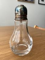 Glazen suikerpot met zilverkleurige metalen dop, Ophalen of Verzenden, Gebruikt