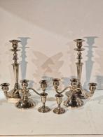 Set van 6 zilver kleurige zware kaars kandelaars, Enlèvement ou Envoi, Cuivre ou Bronze