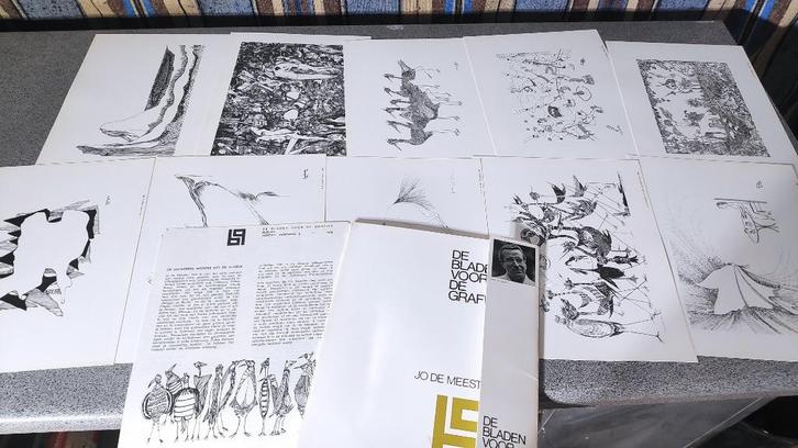 De bladen voor de grafiek Jo de Meester, Boeken, Kunst en Cultuur | Beeldend, Gelezen, Ophalen of Verzenden