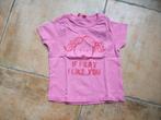Roos t-shirt met leuke opschrift, Kinderen en Baby's, Babykleding | Maat 80, Ophalen of Verzenden, Gebruikt