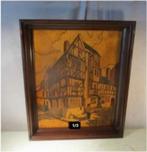 Prachtig Kunstwerk in hout 'Vakwerkhuisjes' - Michelli, Ophalen of Verzenden