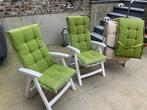 Tuinstoelen PVC 3 stuks met 5 kussens, Ophalen, Gebruikt, Kunststof, Verstelbaar