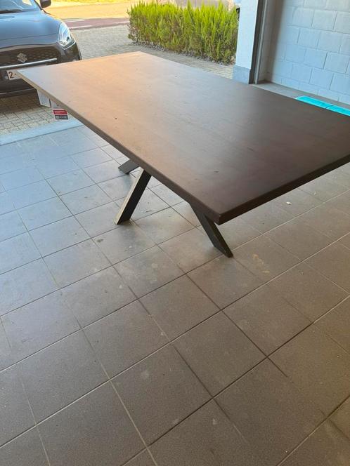 Tafel 220 x 98 hout / metaal, Huis en Inrichting, Tafels | Eettafels, Zo goed als nieuw, Metaal, Ophalen